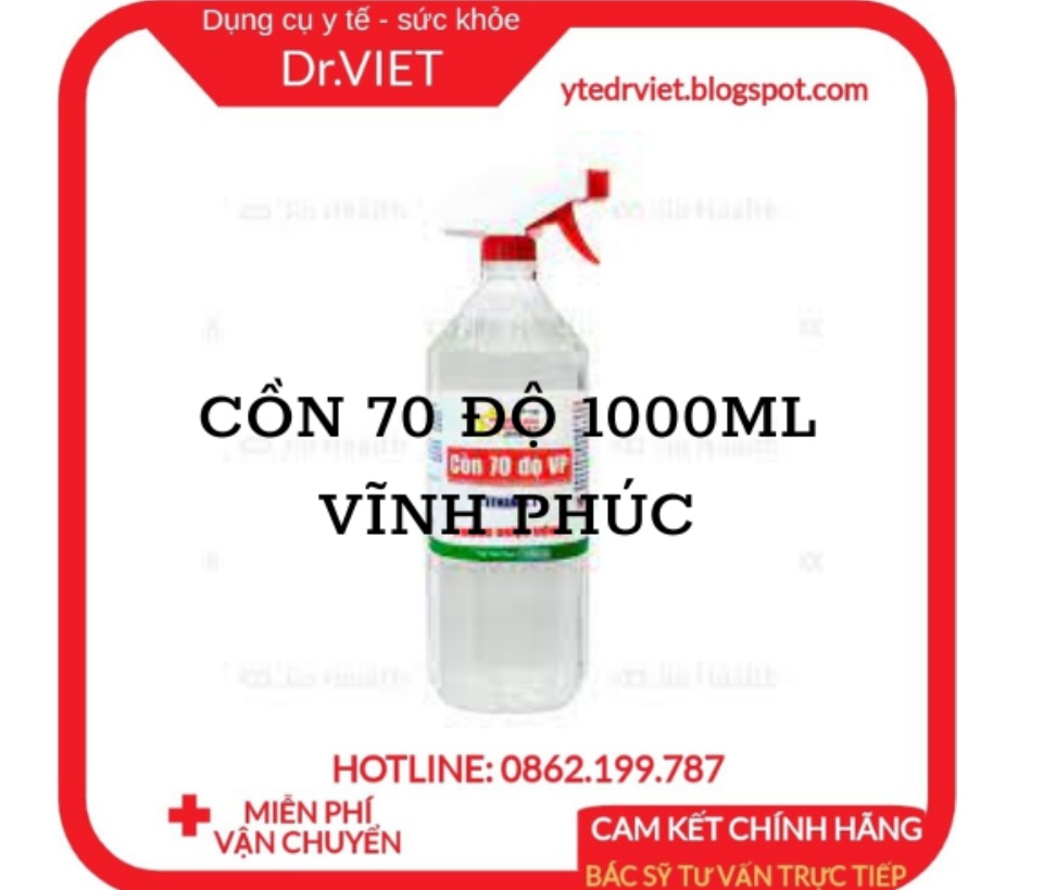 Cồn 70 độ 1000ml Vĩnh Phúc dùng để xử lý làm sạch môi trường, sát khuẩn bề mặt vật dụng và có thể xử lý vi khuẩn trực tiếp trên con người, trên bề mặt da, sát khùng vết thương, diệt khuẩn, sát khuẩn dụng cụ y tế DrViet 60 Cồn 70 độ 1000ml Vĩnh Phúc dùng để xử lý làm sạch môi trường, sát khuẩn bề mặt vật dụng và có thể xử lý vi khuẩn trực tiếp trên con người, trên bề mặt da, sát khùng vết thương, diệt khuẩn, sát khuẩn dụng cụ y tế DrViet