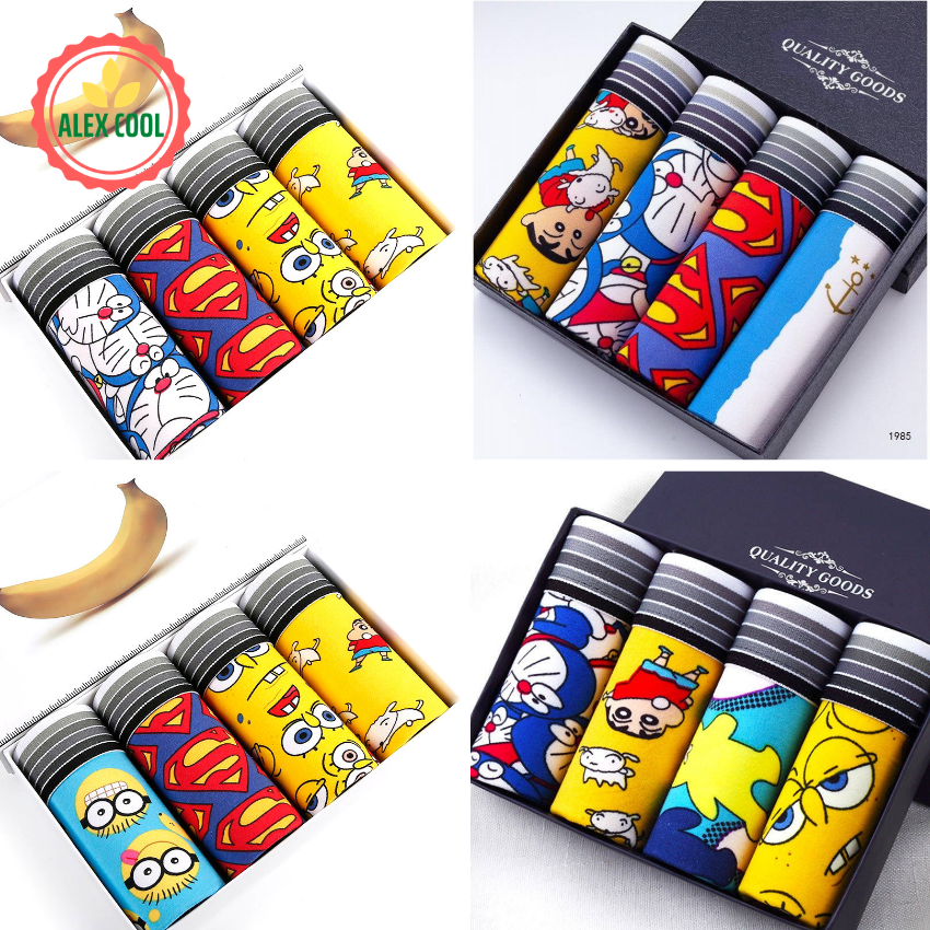 Quần sịp nam đùi hoạt hình doremon thun lạnh 4 chiều - nhiều màu - dạng đùi - họa tiết hoạt hình - vải mền mịn - quần boxer nam - thấm hút mồ hôi - cute cao cấp - Alex Cool - C