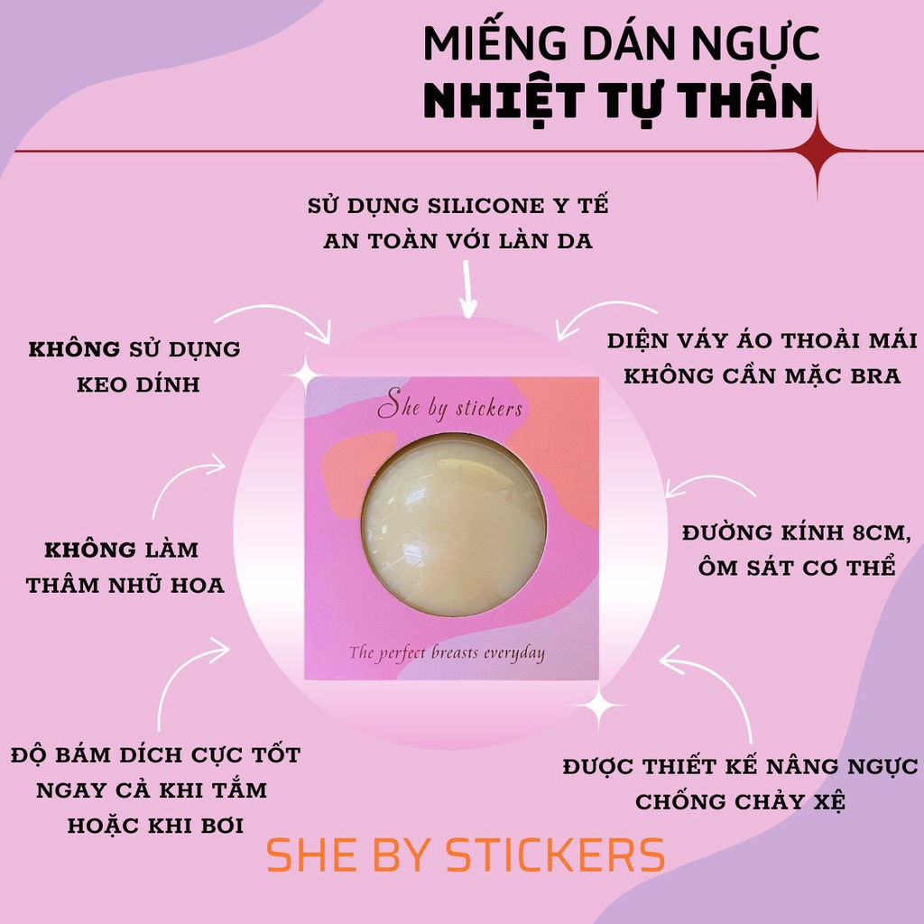 Miếng dán ngực dán đầu ti silicon nhiệt tự thân She By Stickers