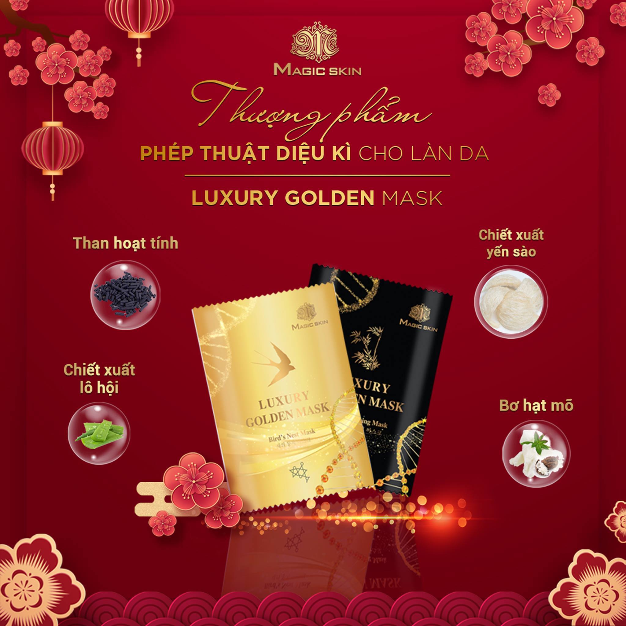 mặt nạ Ủ YẾN THẢI ĐỘC CẤY TRẮNG Luxury Golden Mask Magic Skin NÂNG TÔNG TRẮNG HỒNG
