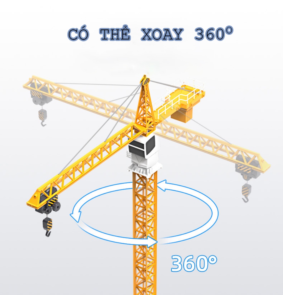 Đồ chơi mô hình cần trục tháp xây dựng xoay 360 độ móc điều chỉnh lên xuống