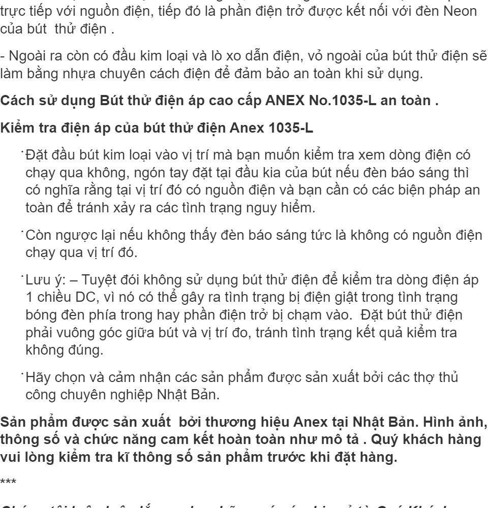 Bút thử điện đèn led Anex Nhật Bản- bút thử điện điện quang- bút thử điện cảm ứng- bút thử điện- bút thử điện âm tường- bút thử điện điện từ-bút thử điện từ xa- bút thử điện hiện số