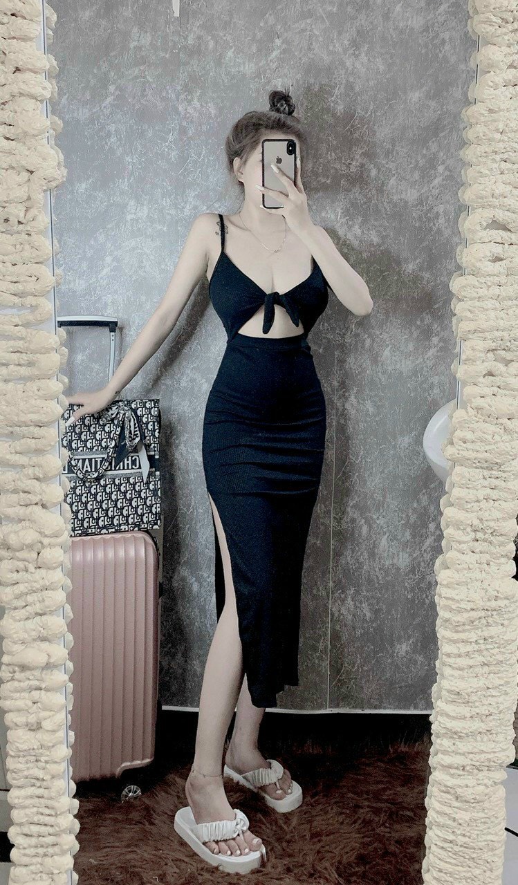 Đầm thun gân mềm hàng nhập cao cấp.