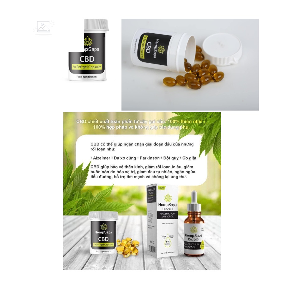 Hempsapa CBD softgel Capsules 5% - Viên nang tinh dầu CBD