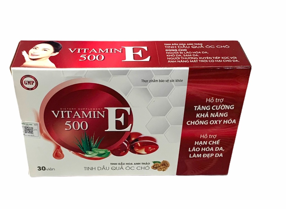 Viên uống đẹp da vitamin E 500- Thành Phần Tinh Dầu Quả Óc Chó, Hoa Anh Thảo Giúp Đẹp Da, Mờ Nám, Cân Bằng Nội Tiết Tố- hộp 30 viên 5