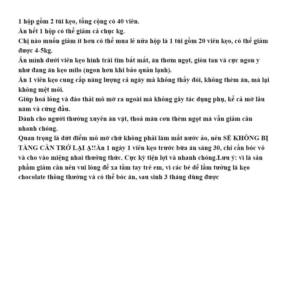 Tách lẻ 20 viên hộp trắng Kẹo socola giảm cân Đan Mạch chính hãng