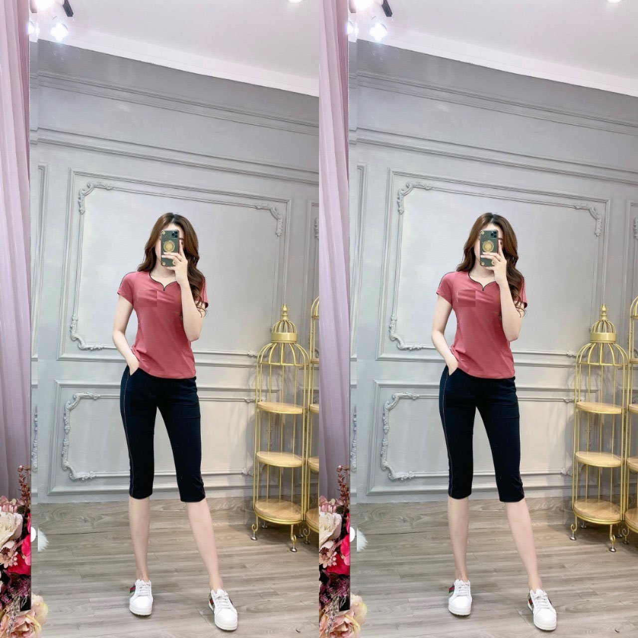Đồ bộ lửng thun Cotton mặc nhà dễ thương