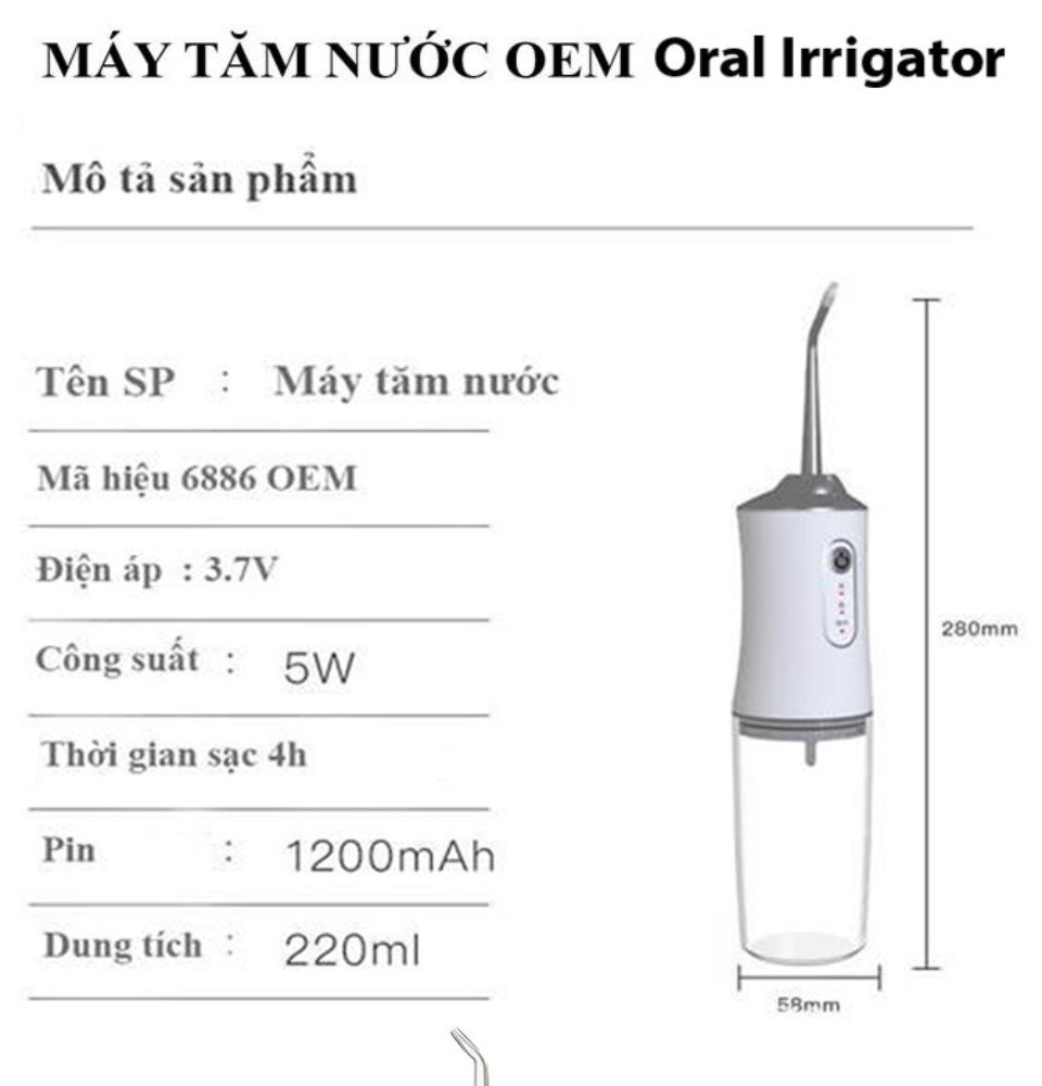 Máy Tăm Nước Oral Irrigator Cầm Tay, Máy Tăm Nước Vệ Sinh Răng Miệng Power Floss, Dụng cụ vệ sinh răng miệng, Dụng Cụ Làm Sạch Răng Miệng Xịt, Rửa Răng Thông Minh Power Floss