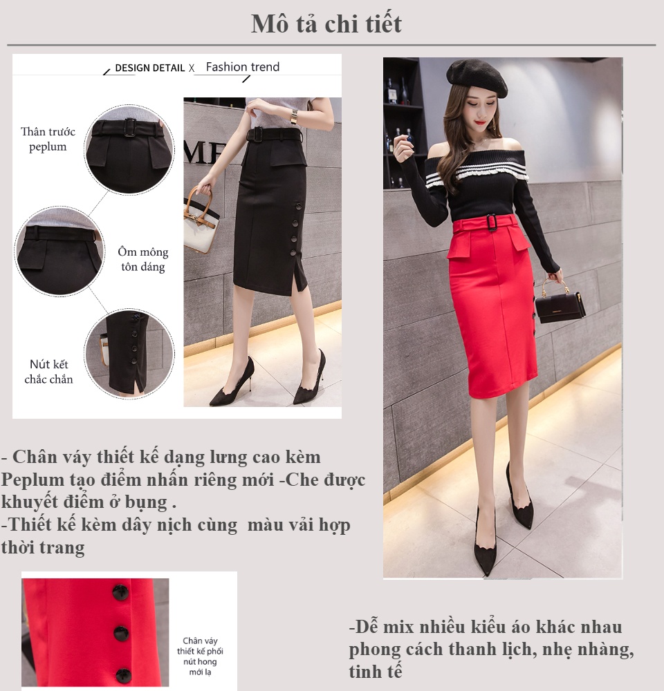 Set bộ áo peplum + chân váy dáng bút chì thẳng – MM Outfit
