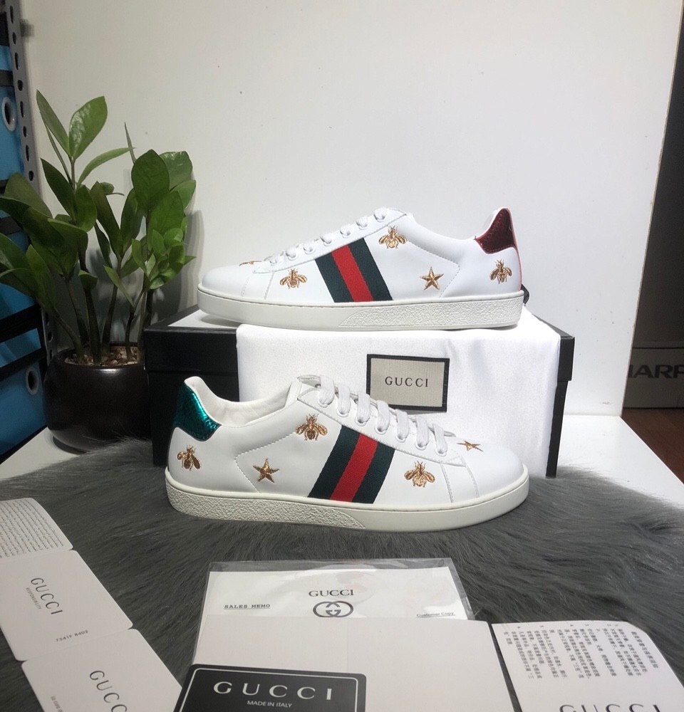 Giày Gucci Ace Sneaker With Bees  Stars White - Bản 1.1 + Tặng Thêm 1 bộ  dây + Full Box, Full Bill + Full Phụ Kiện | Lazada.vn