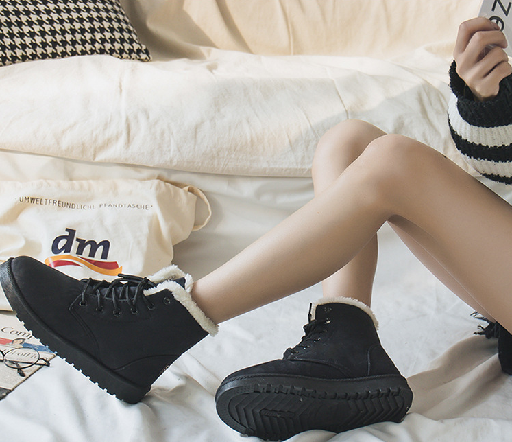 Boots nữ mùa đông, bốt lông dây buộc cực ấm đi du lịch mùa đông siêu đẹp, giày bốt nữ dáng đẹp, cute dành cho mùa đông đi chơi Sapa