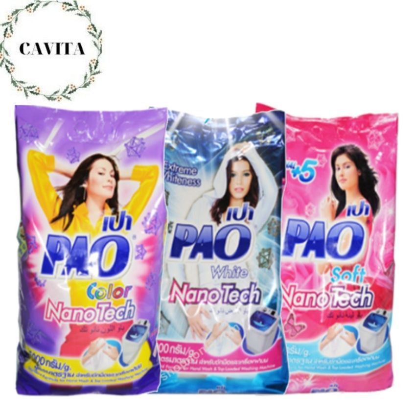 Bột Giặt Pao 5kg Thái Lan CAVITA giúp quần áo trắng sáng, mềm vải, sạch khuẩn lưu hương lâu
