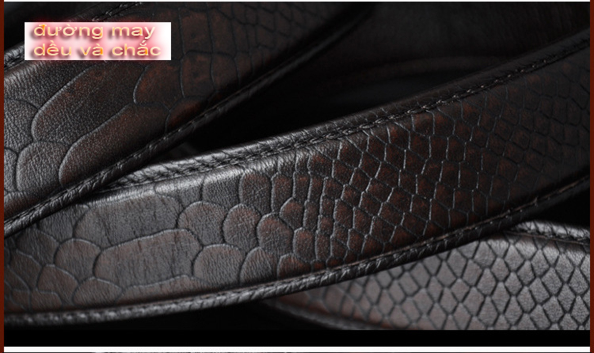 dây nịt nam, dây thắt lưng dùng cho khóa tự động thời trang da bò dập vân vảy rông