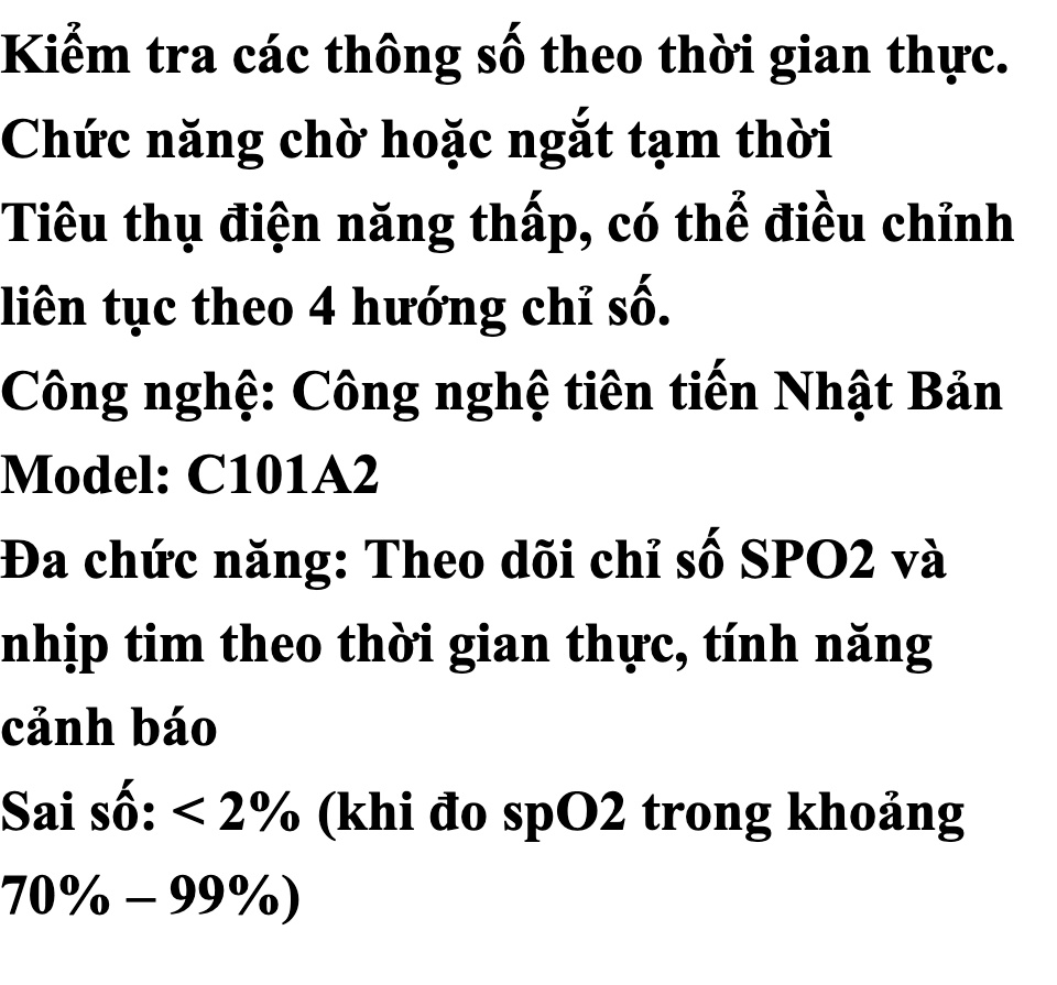 Máy đo nồng độ Oxy trong máu SPO2 CHIDO C101A2 chính hãng, cao cấp, theo dõi nhịp tim, độ bão hòa trong máu 70 Máy đo nồng độ Oxy trong máu SPO2 CHIDO C101A2 chính hãng, cao cấp, theo dõi nhịp tim, độ bão hòa trong máu