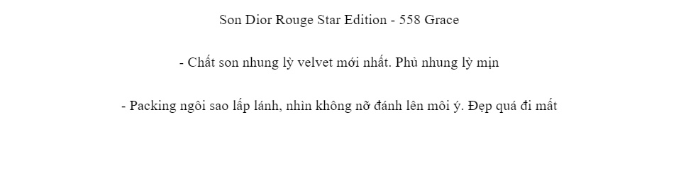 SON DIOR Rouge Star Edition Velvet Màu 558 Grace  Phiên Bản Đặc Biệt     Shopee Việt Nam