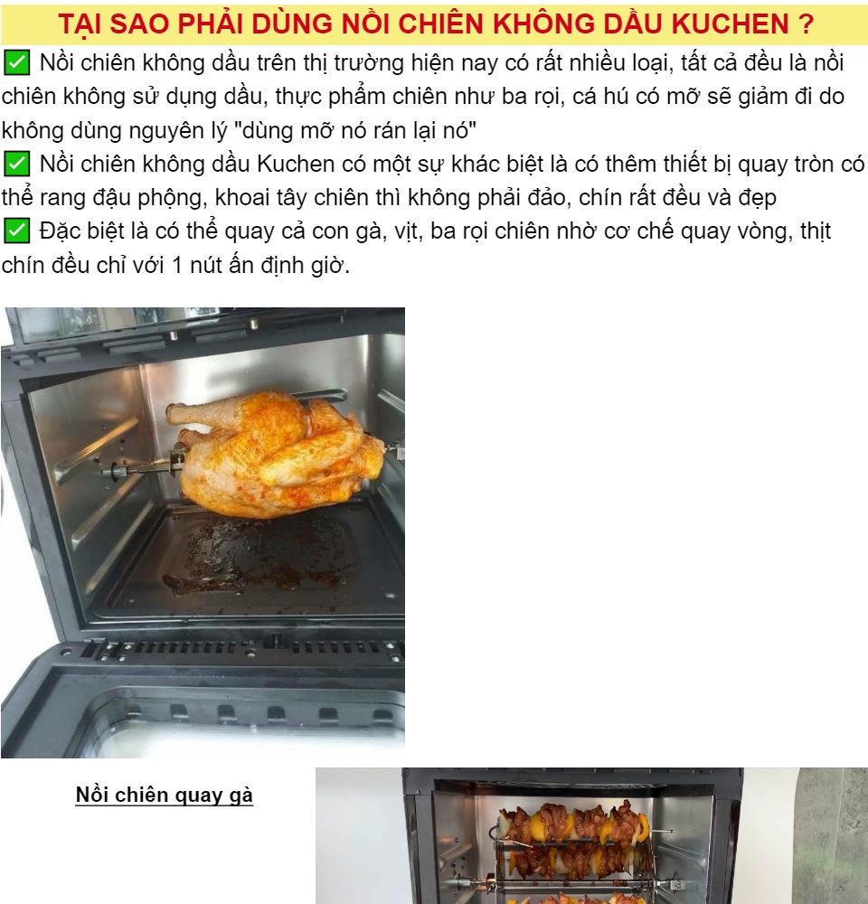 Nồi chiên không dầu Kuchen thương hiệu của Đức giúp chị em không biết nấu