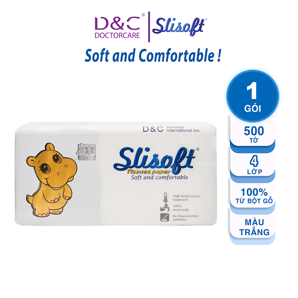 Giấy ăn Slisoft Trắng tự nhiên đa năng thân thiện môi trường, giấy ăn rút không chất tẩy trắng an toàn cho cả gia đình