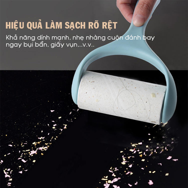 Cây lăn dính bụi quần áo- có sẵn 1 cuộn giấy