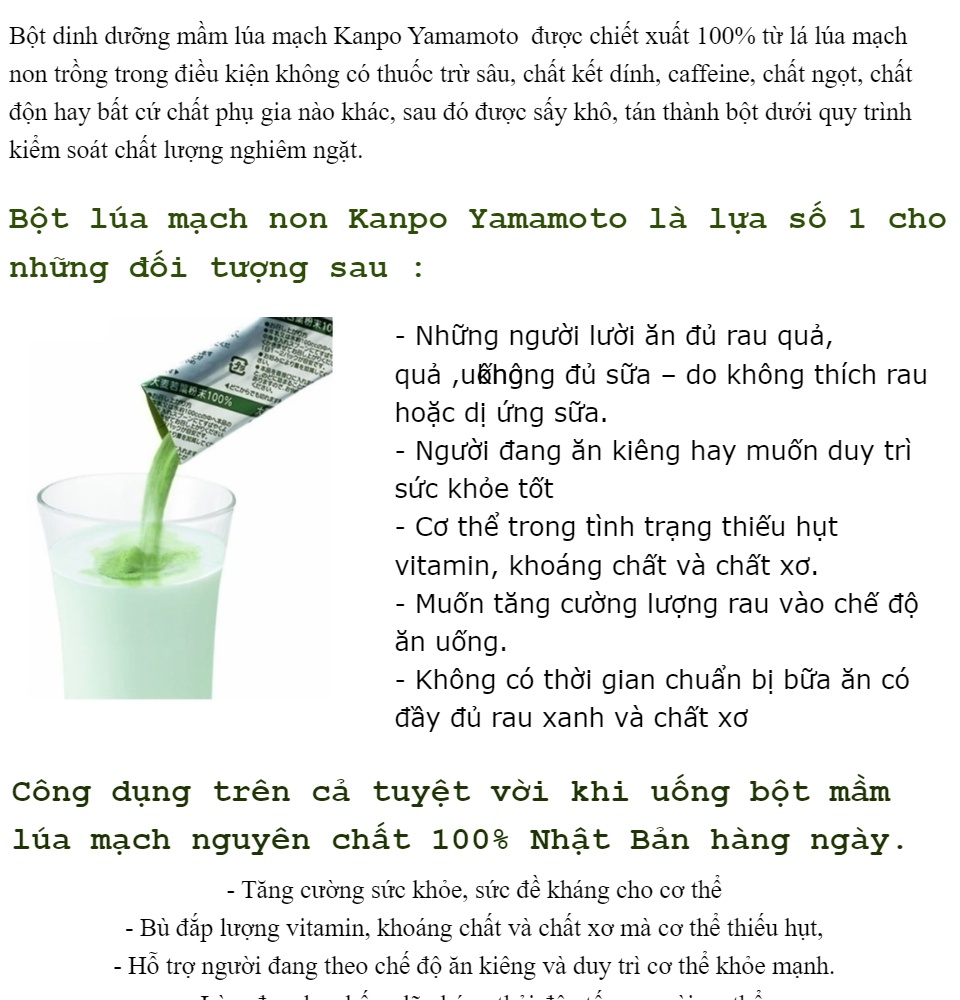 Bột mầm lúa mạch non GRASS BARLEY Nhật Bản nguyên chất 100%