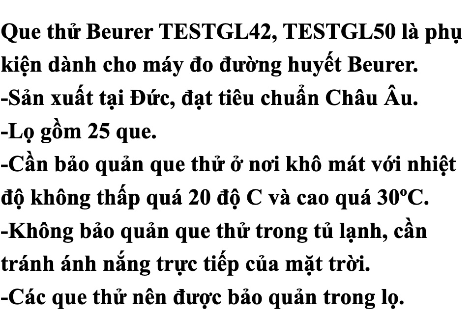 Que thử dùng cho máy đo đường huyết Beurer GL42, GL50 chính hãng-Xuất xứ Đức,lấy máu không đau giúp người dùng không có cảm giác sợ mỗi khi sử dụng,không bị mất nhiều máu khi dùng,đo đường huyết chính xác,kiểu dáng nhỏ gọn 63 Que thử dùng cho máy đo đường huyết Beurer GL42, GL50 chính hãng-Xuất xứ Đức,lấy máu không đau giúp người dùng không có cảm giác sợ mỗi khi sử dụng,không bị mất nhiều máu khi dùng,đo đường huyết chính xác,kiểu dáng nhỏ gọn