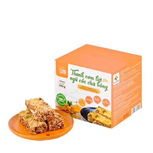 Thanh Cơm Gạo Lứt Herbslim Chà Bông Vị Thơm Ngon Hộp 10 Gói