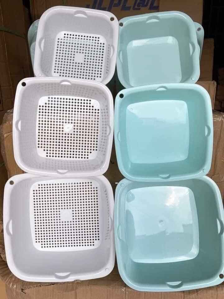 Bộ Thao Rổ Nhựa Vuông Đa Năng 6 Món ECOCO, Có Cả Rổ Và Thau Nhựa, Tiện Lợi Cho Phòng Bếp Nhà Bạn