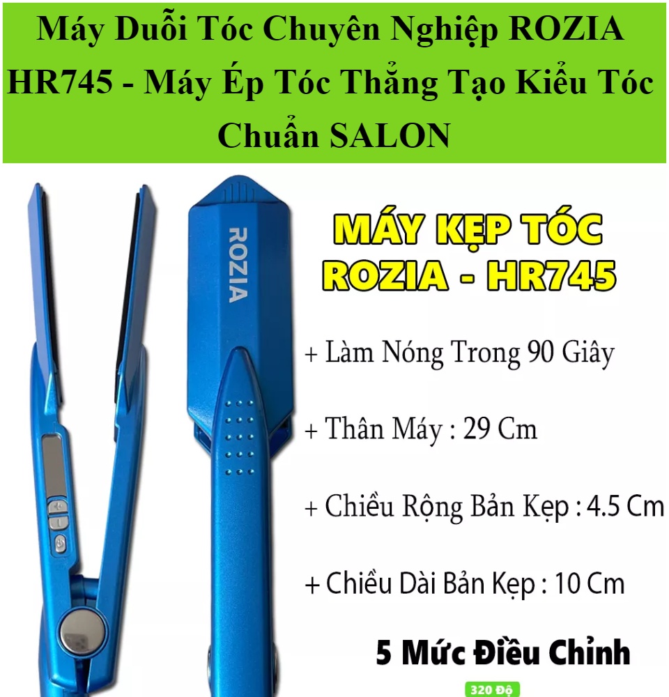 Máy duỗi tóc chuyên nghiệp rozia hr745 - máy ép tóc thẳng tạo kiểu tóc chuẩn salon, máy làm tóc, dụng cụ làm tóc chuyên nghiệp chuẩn salon bh 6 tháng pin shop 98