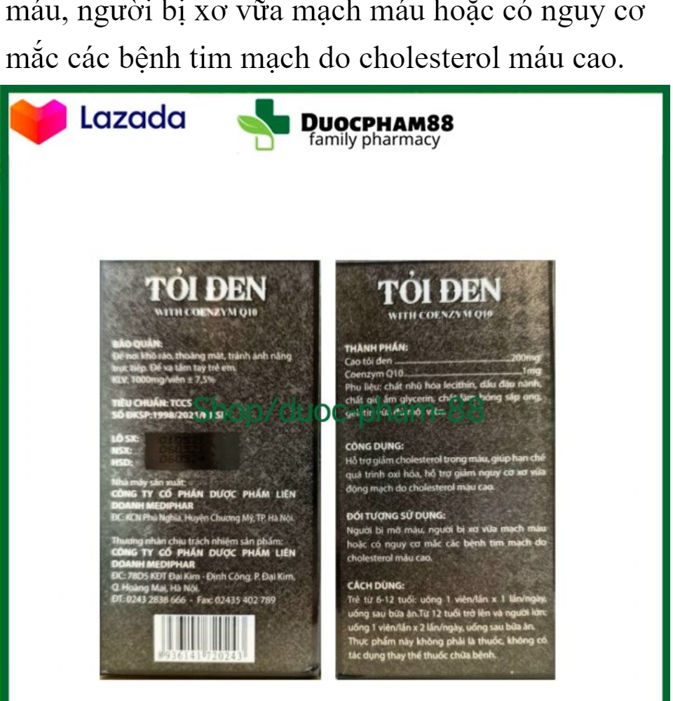 Tăng cường sức đề kháng Tỏi Đen With Coenzym Q10 bổ tim hạ huyết áp hộp 30 viên 4