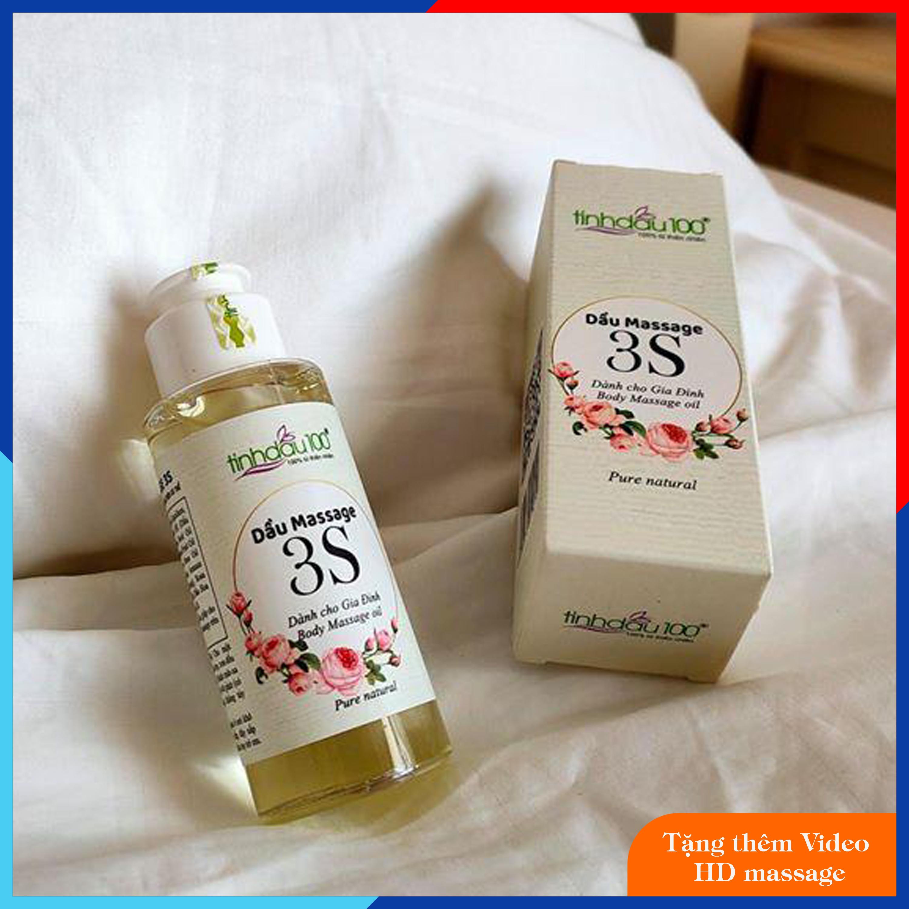 Dầu bôi trơn massage 3S. Dầu massage body toàn thân, Yoni. Tinh dầu massage body hoa hồng dưỡng da dung tích 80ml. Tặng video hướng dẫn massage Tinh Dầu 100 Store