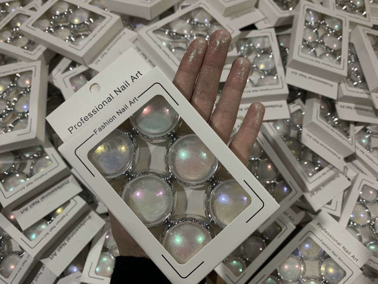 Tráng gương ngọc trai làm nail, set 6 hũ tráng gương ánh ngọc trai làm móng chuyên nghiệp - CHEAP NAIL