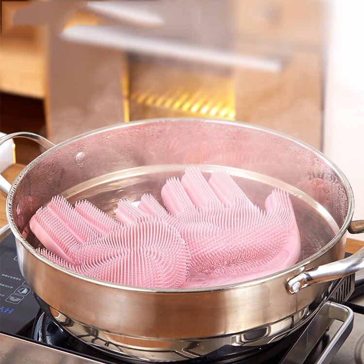 Găng tay rửa bát silicon cao su tạo bọt chịu nhiệt siêu bền dọn dẹp đa năng Kaizo Mart