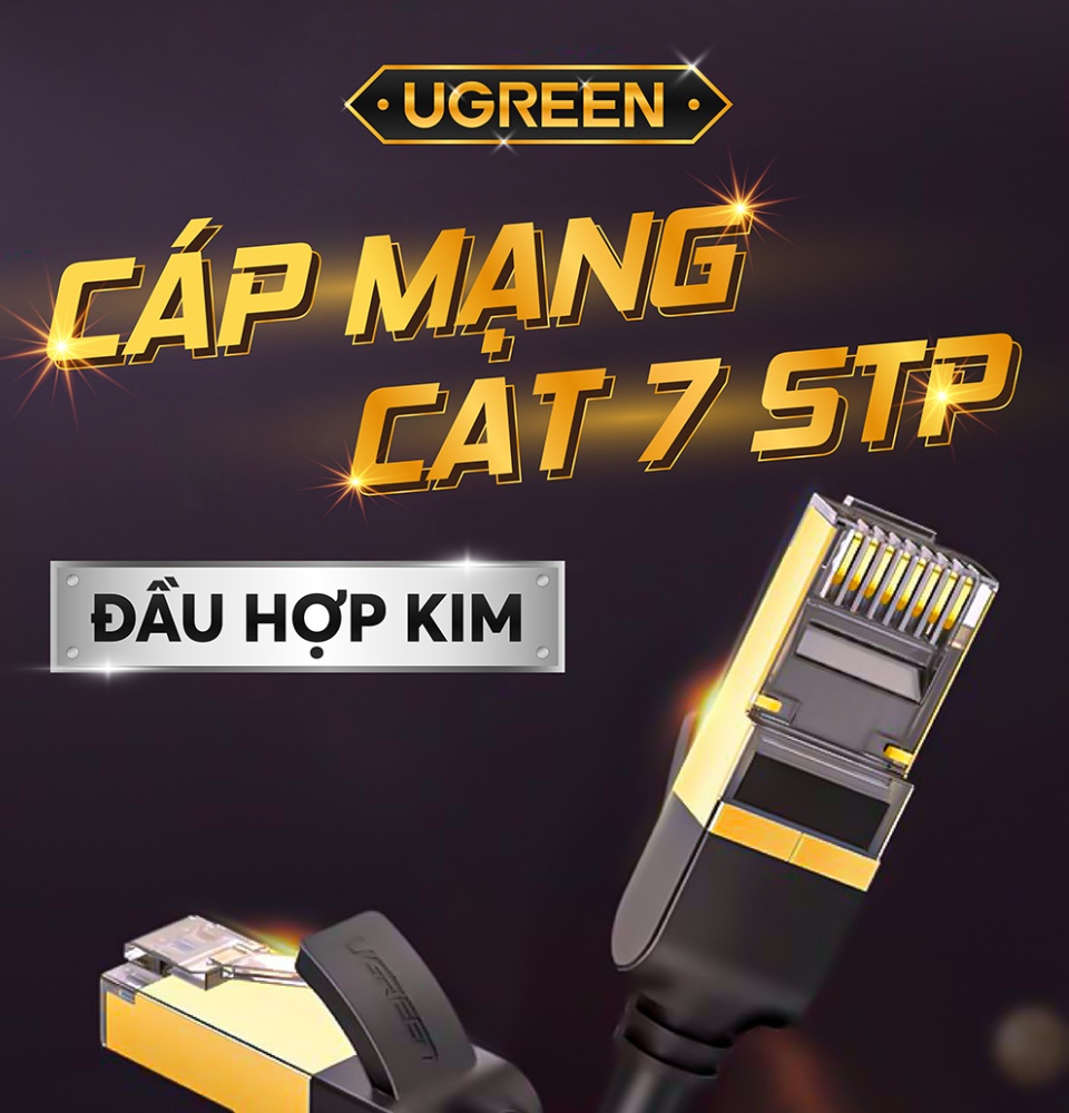 Cáp mạng 2 đầu đúc bọc hợp kim Cat7 STP, dạng dây tròn dài từ 0.5-25M UGREEN NW107 Cáp mạng 2 đầu đúc bọc hợp kim Cat7 STP, dạng dây tròn dài từ 0.5-25M UGREEN NW107