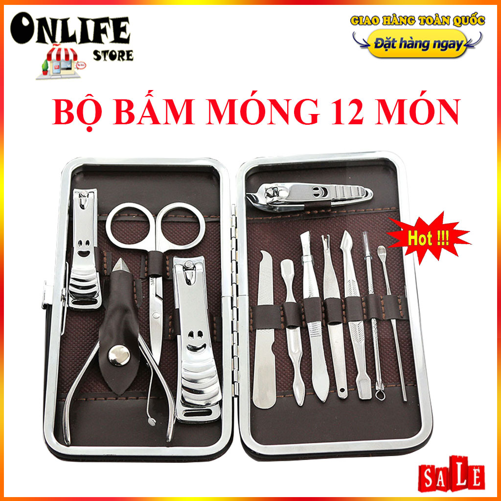 Bộ kìm bấm móng tay 12 món, Dụng cụ làm móng 12 món, bộ kiềm cắt móng tay chân, Bộ kìm bấm móng tay chân giá rẻ