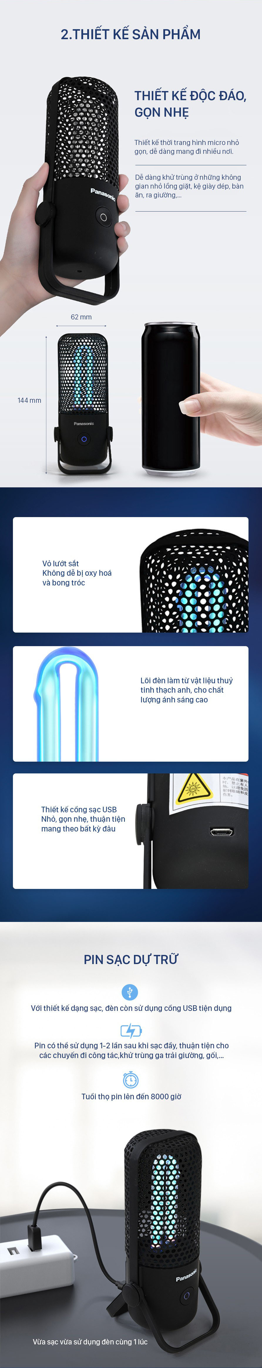 Đèn uv diệt khuẩn PANASONIC chống vi khuẩn gây bệnh 2.5w SJD2501Y88