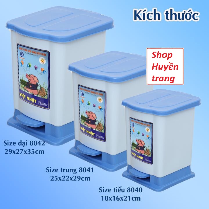 Thùng rác đạp chân bật nắp 3 size nhựa Việt Nhật