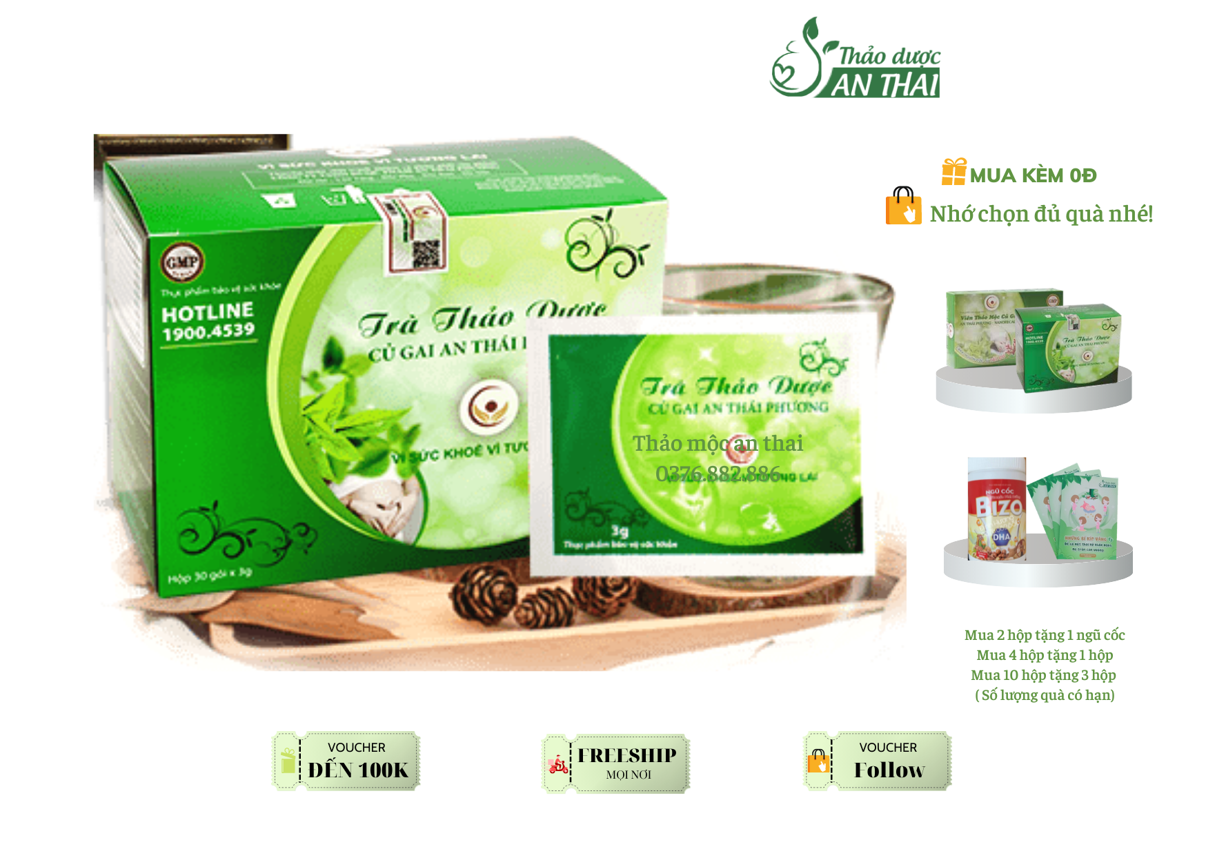 TRÀ THẢO DƯỢC CỦ GAI AN THÁI PHƯƠNG - CON KHỎE MẸ VUI