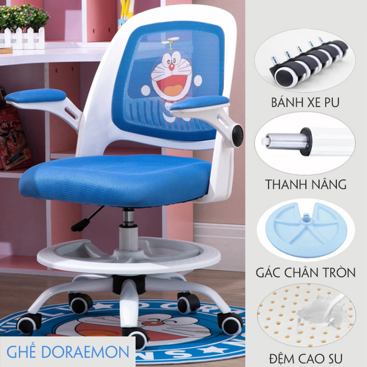 Ghế học sinh Chống Cận Chống Gù nam nữ Hello Kitty, ghế xoay học sinh đệm cao su non có tựa lưng, Vải sợi nano cao cấp chống xẹp lún, thoáng khí, Có thể điều chỉnh độ cao chân gác, chiều cao ghế, nhiều màu tại WinwinX