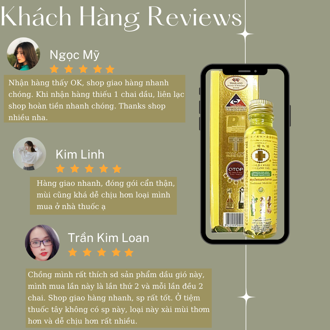 Dầu Thập Tự Vàng Thái Lan Gold Cross Yellow Oil chai 24ml Và 15ml