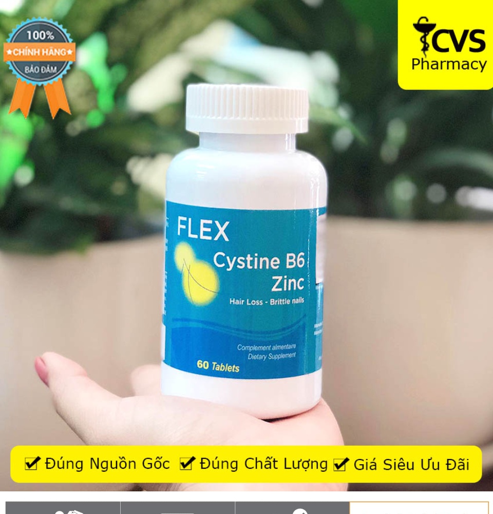 FLEX CYSTINE B6 ZINC - Viên uống chống rụng tóc đồng thời giúp mọc tóc nhanh trở lại và bóng mượt hơn cvspharmacy