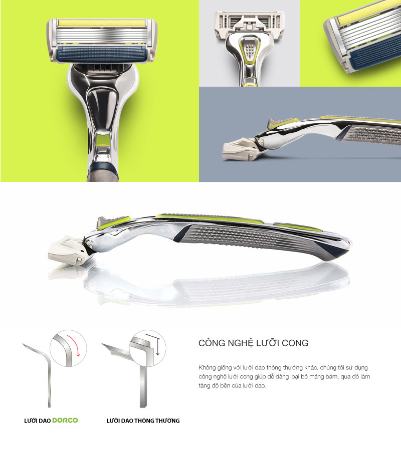 Vỉ 04 Đầu Cạo Râu 6 Lưỡi Dorco Pace 6 Plus SXA 5040-4B (6 Lưỡi + Đầu Cắt Tóc Mai)