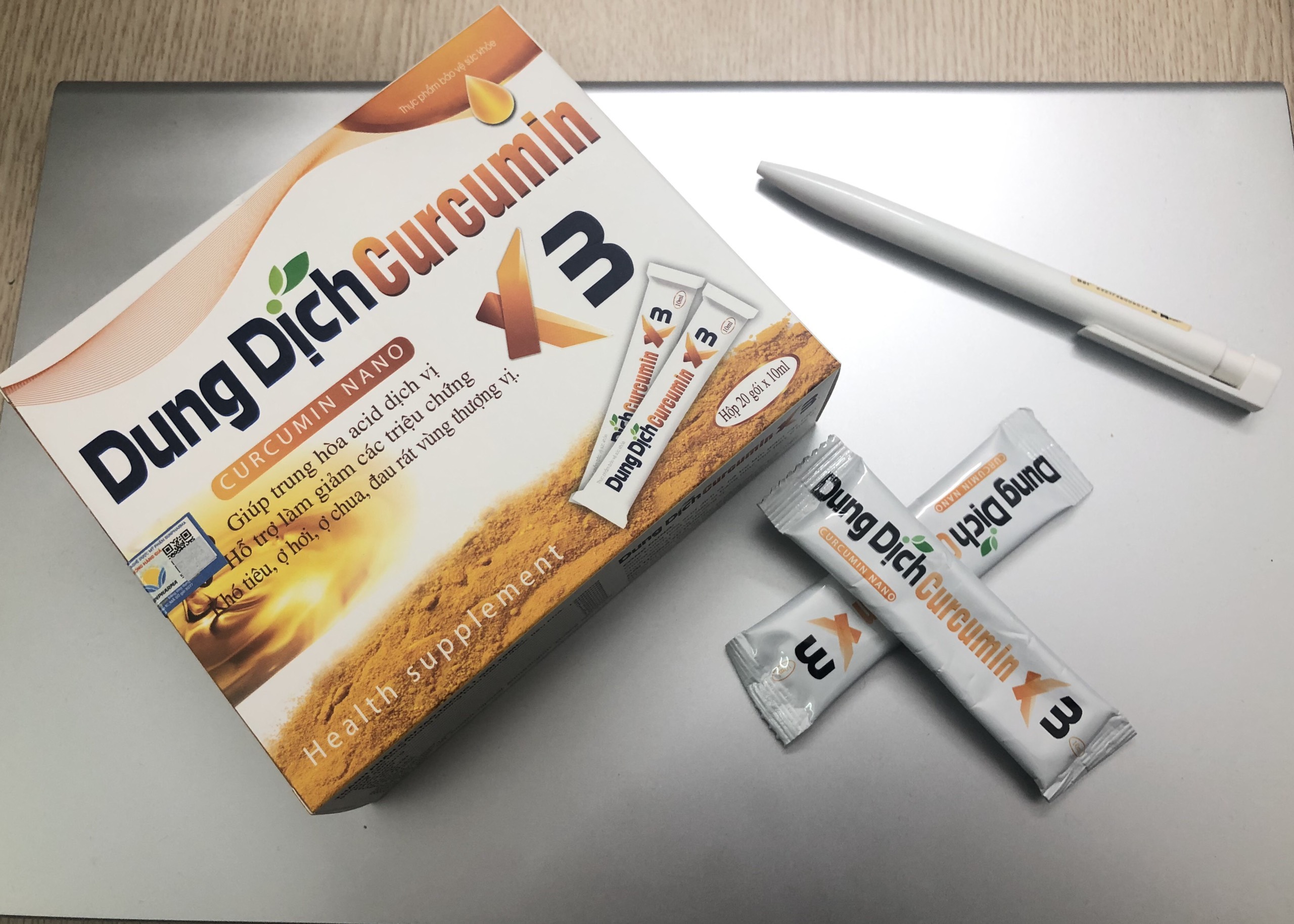 Dung Dịch Curcumin Nano X3 -hỗ trợ  giảm  viêm loét dạ dày, tá tràng, giảm triệu chứng khó tiêu, ợ hơi, ợ chua, đau rát vùng thượng vị, khối u do các gốc oxy hóa