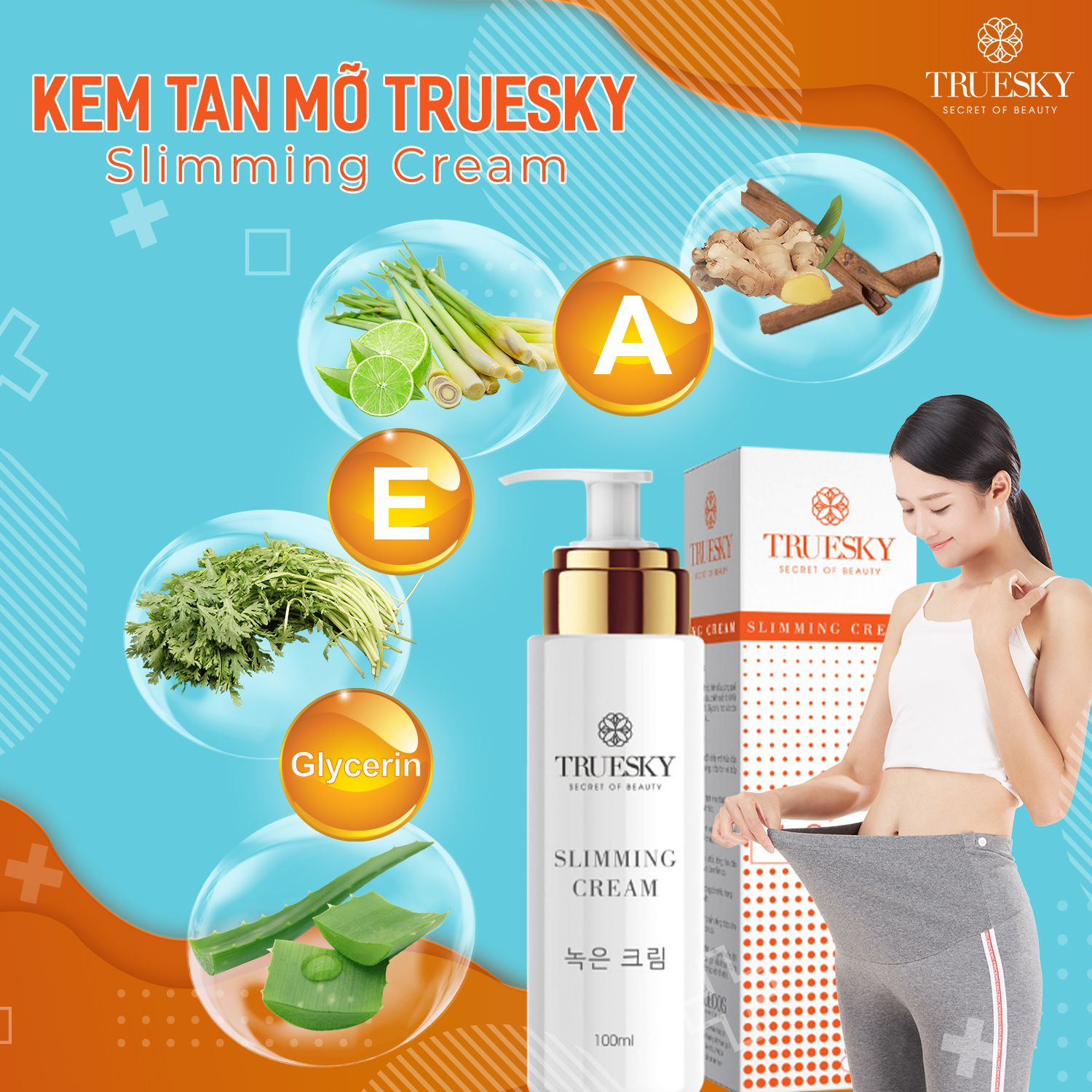 Bộ sản phẩm tan mỡ bụng Truesky Bộ sản phẩm tan mỡ bụng Truesky