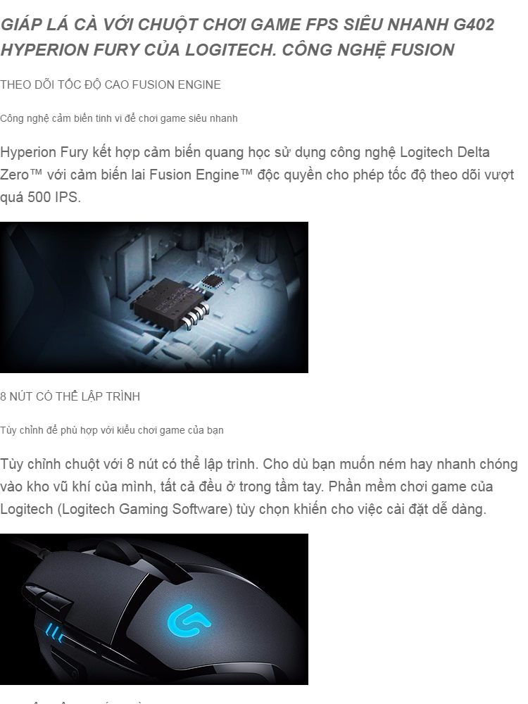 [Voucher 12%] Chuột game Logitech G402 HYPERION FURY FPS