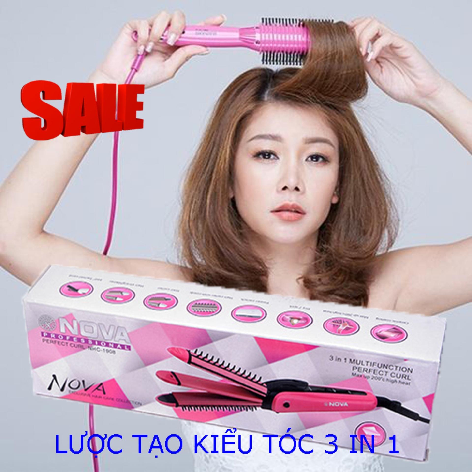 Máy uốn tóc, đồ kẹp tóc - Lược điện tạo kiểu tóc đa năng 3 trong 1,lược điện loại nào tốt, may uon toc tu dong, máy làm tóc 3 in 1 nova cao cấp, Chất lượng uy tín, bảo hành 1 đổi 1, giá hấp dẫn