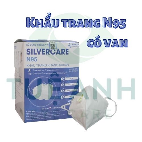 Khẩu Trang Y tế  N95 SILVERCARE ( có van) - Hộp 20 cái Tuệ Anh Heathcare