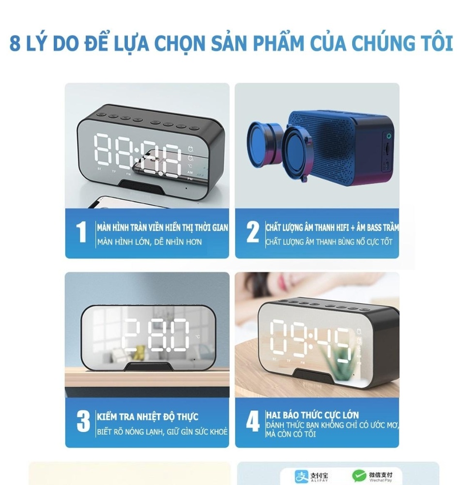 Loa Bluetooth màn hình gương mini AMOI kết nối điện thoại máy vi tính dùng
