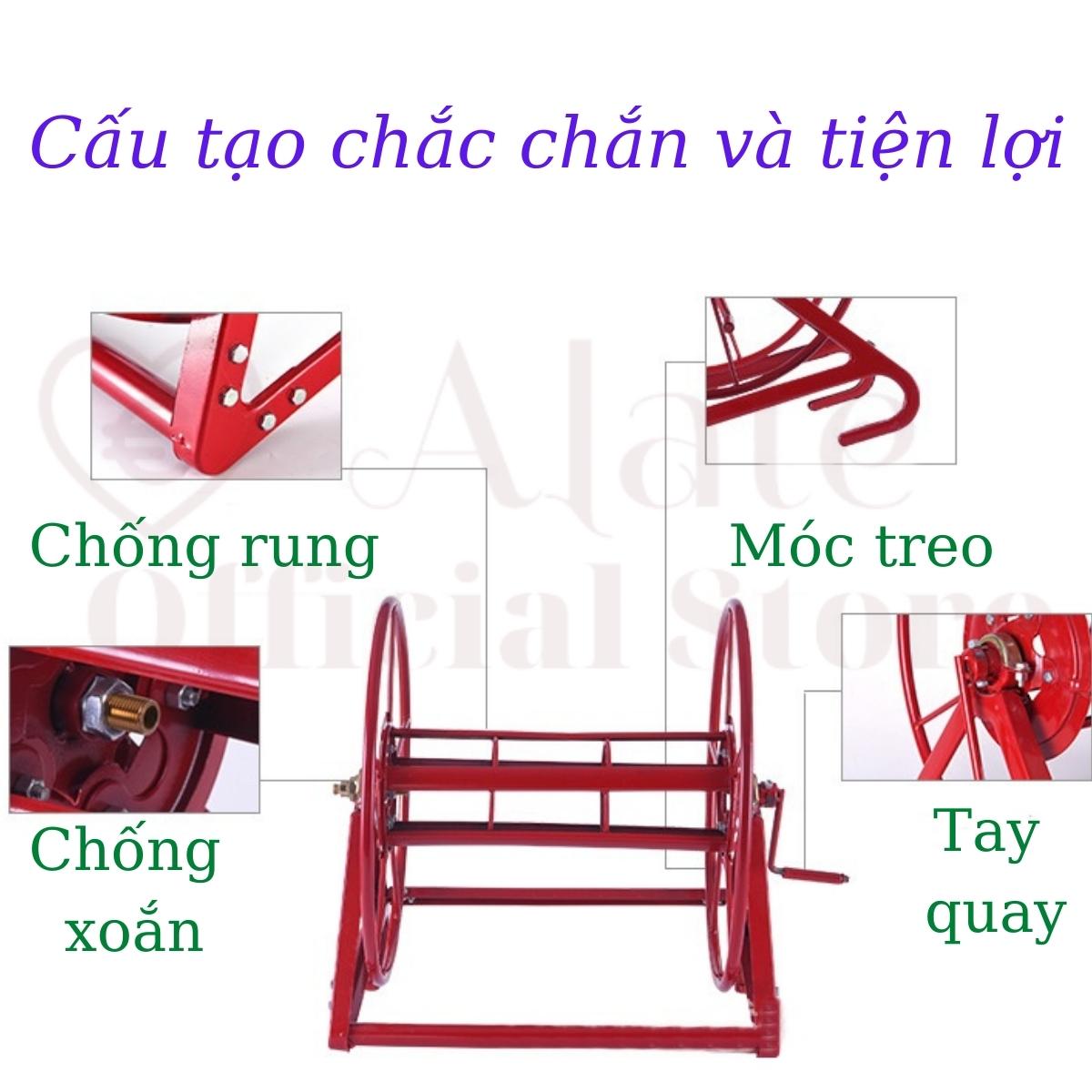 Khung rulo cuộn dây rửa xe cao áp, dây điện, cáp, internet, dây thùng, cáp quang từ 50 đến 500m có chống xoắn, móc treo thùng xe, cấu tạo bằng kim loại bảo hành 6 tháng Alate store