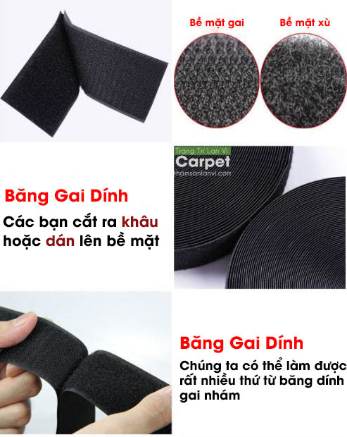 Băng gai dính khóa nhám gai, miếng dán vải 2 mặt dán giày, túi xách, quần áo các vật dụng khổ 2cm