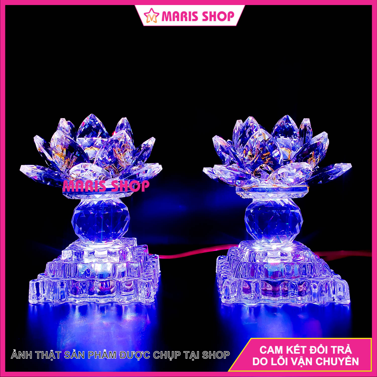 Đèn Hoa Sen Pha Lê Để Bàn Thờ Phật LED Đổi Màu, Đèn Thờ Gia Tiên Pha Lê Cao Cấp, Đèn Thờ Cúng Đẹp