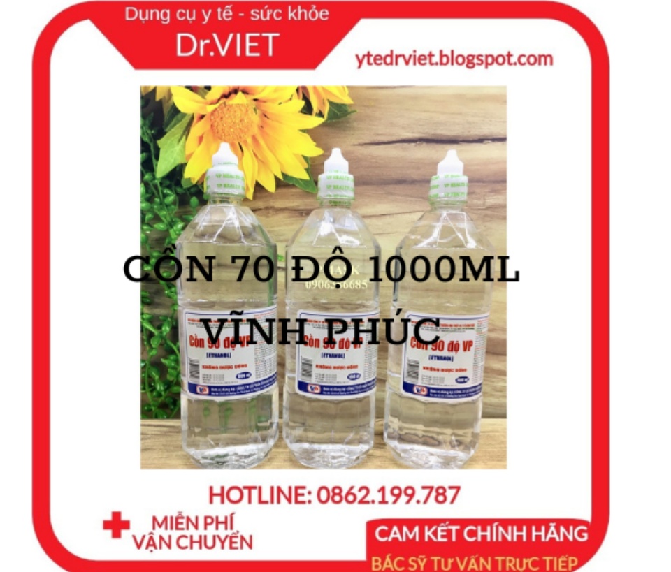 Cồn 70 độ 1000ml Vĩnh Phúc dùng để xử lý làm sạch môi trường, sát khuẩn bề mặt vật dụng và có thể xử lý vi khuẩn trực tiếp trên con người, trên bề mặt da, sát khùng vết thương, diệt khuẩn, sát khuẩn dụng cụ y tế DrViet 64 Cồn 70 độ 1000ml Vĩnh Phúc dùng để xử lý làm sạch môi trường, sát khuẩn bề mặt vật dụng và có thể xử lý vi khuẩn trực tiếp trên con người, trên bề mặt da, sát khùng vết thương, diệt khuẩn, sát khuẩn dụng cụ y tế DrViet